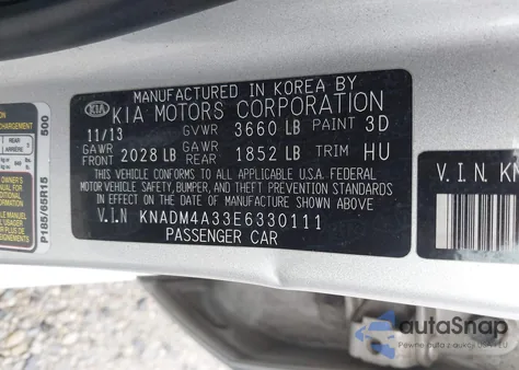 2014 Kia Rio Lx z USA, uszkodzony, nr VIN KNADM4A33E6330111